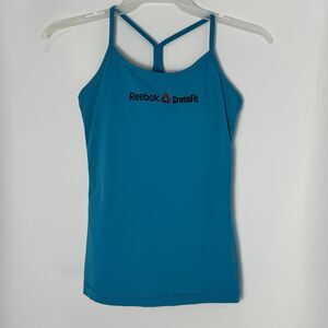 Reebok CrossFit Womens Blue Strappy Racerback Tank Top Built-In Bra Small